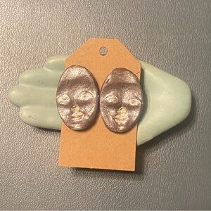 Handmade Silver Face Earrings